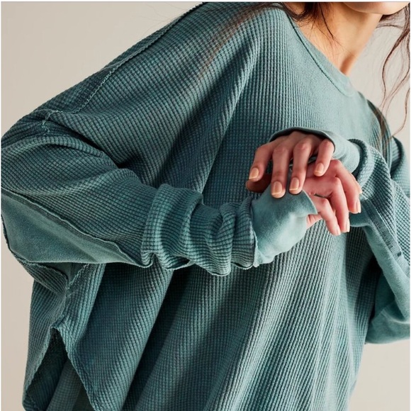 NWT Free People thermal tee silver pine XS/S - Picture 3 of 6